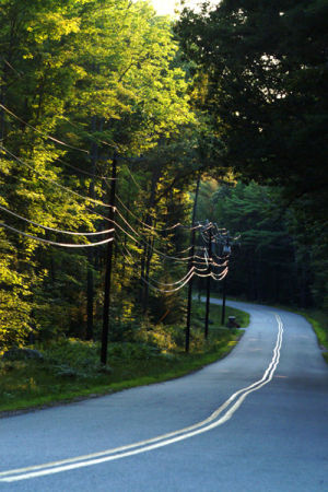 Single Lane Highway In Rural New Hampshire, USA